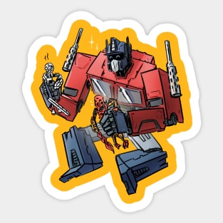 Optimus plays with Bionicles Sticker